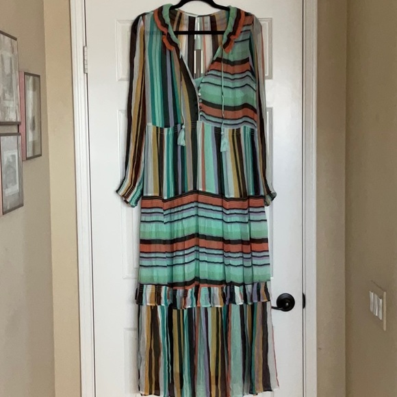 nwt ANTHROPOLOGIE The Marais Chiffon Maxi Dress -Stripe -Small - NWT - Picture 2 of 5